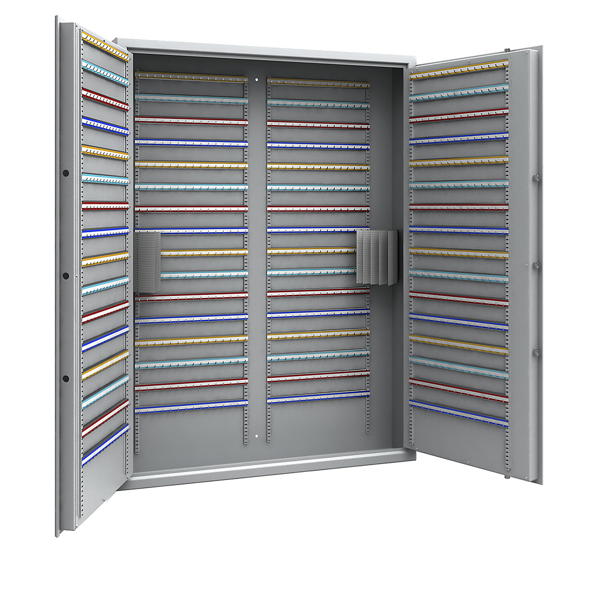 Cofre para chaves, cinzento claro, réguas de ganchos ajustáveis, 960 ganchos, AxLxP 1600 x 1200 x 200 mm-0