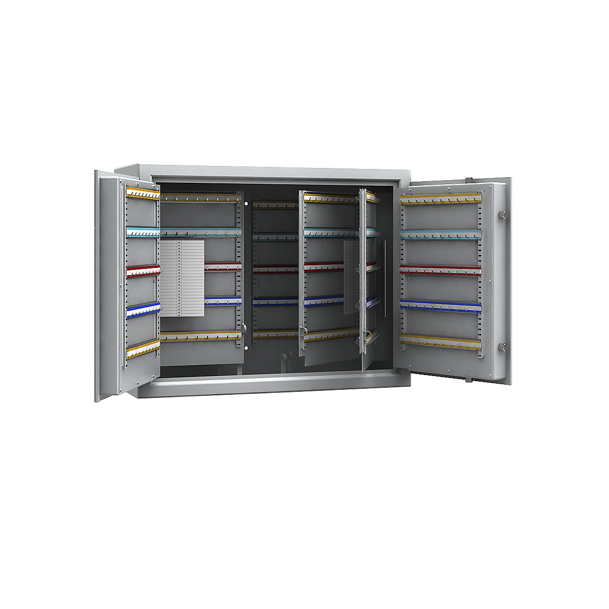 Cofre para chaves, cinzento claro, réguas de ganchos ajustáveis, 600 ganchos, AxLxP 636 x 812 x 300 mm-0