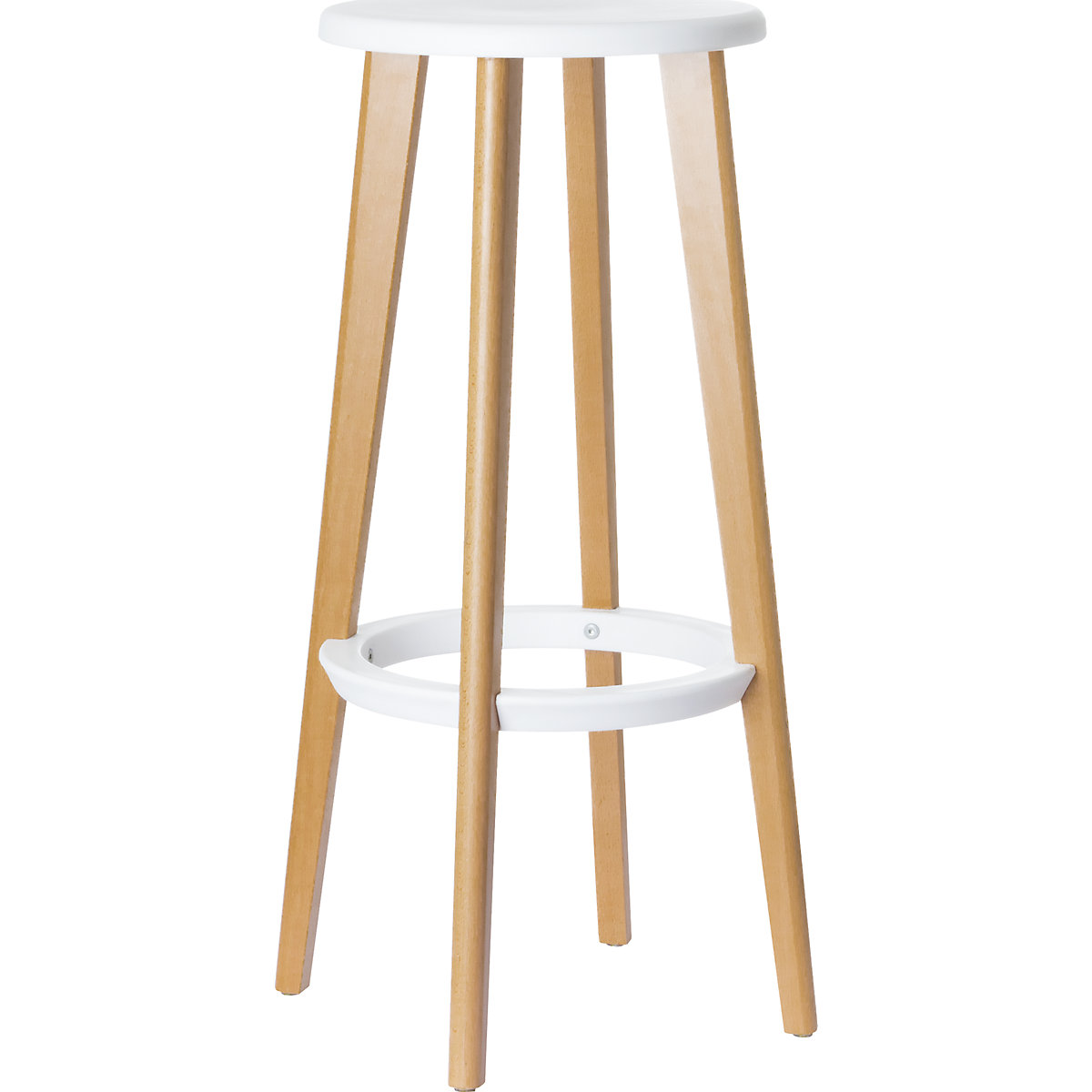 Banco de bar WOODY – meet, com pernas em madeira, embalagem de 2 unid., branco-0