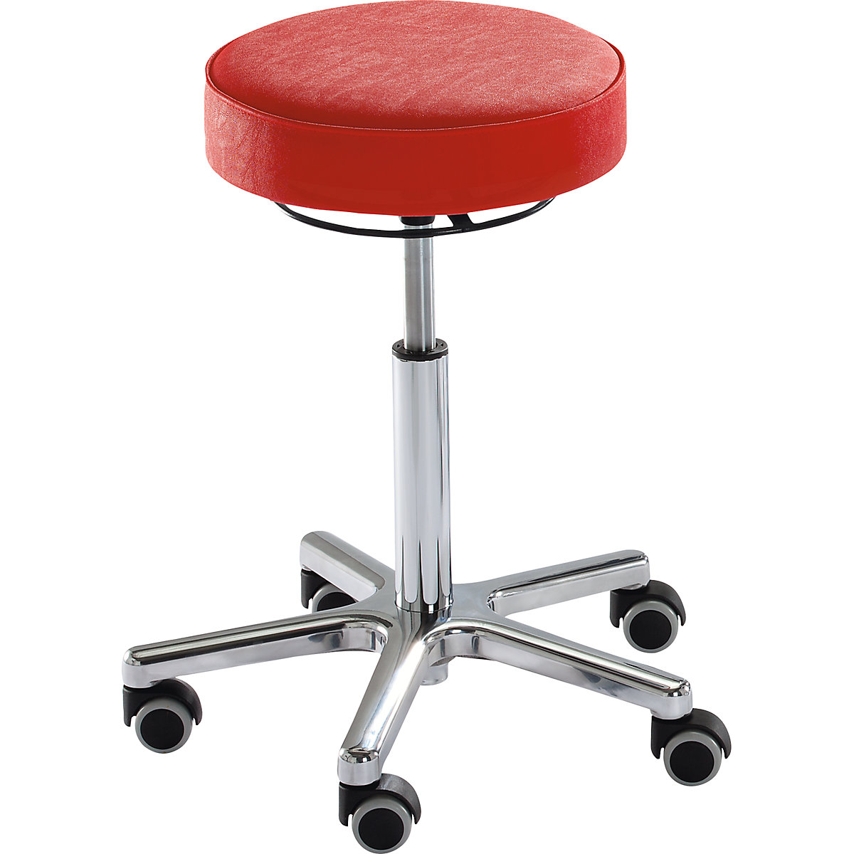 Banco UNI, assento em pele sintética, forro vermelho fogo-0