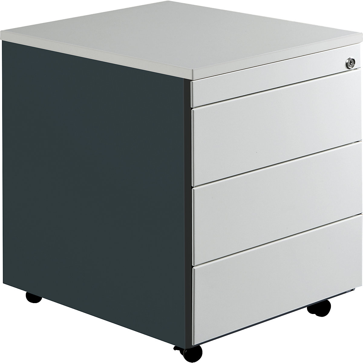 Bloco de gavetas com rodas – mauser, AxP 579 x 600 mm, placa em plástico, 3 gavetas, cinzento antracite / cinzento claro / cinzento claro-0