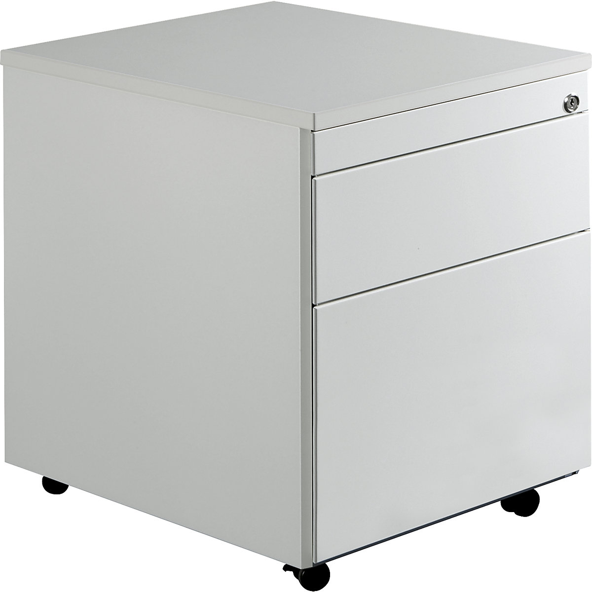Bloco de gavetas com rodas – mauser, AxP 579 x 600 mm, 1 gaveta para materiais, 1 arquivo suspenso, cinzento claro / cinzento claro / cinzento claro-0
