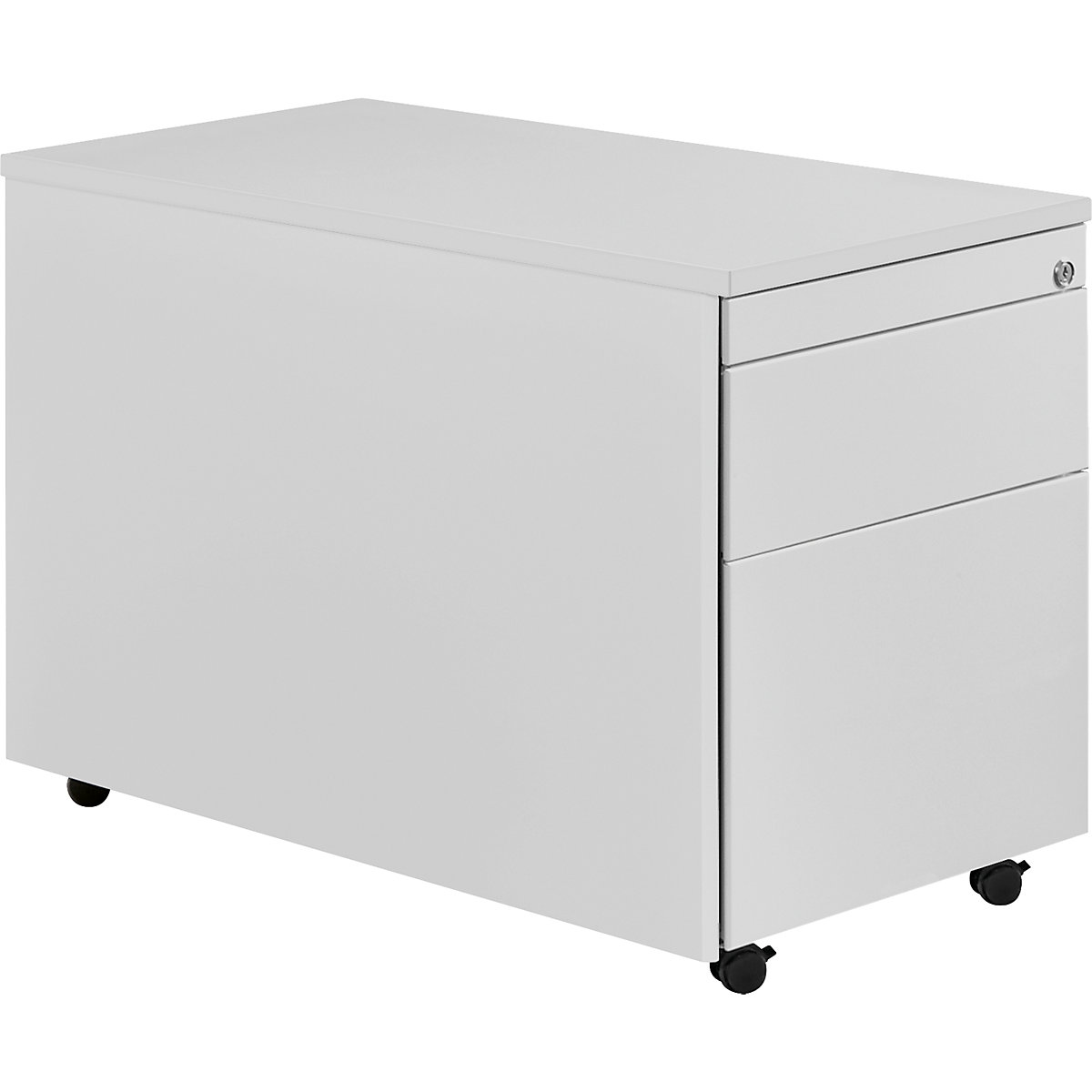 Bloco de gavetas com rodas – mauser, AxP 579 x 800 mm, placa em plástico, 1 gaveta para materiais, 1 arquivo suspenso, cinzento claro / cinzento claro / cinzento claro-0