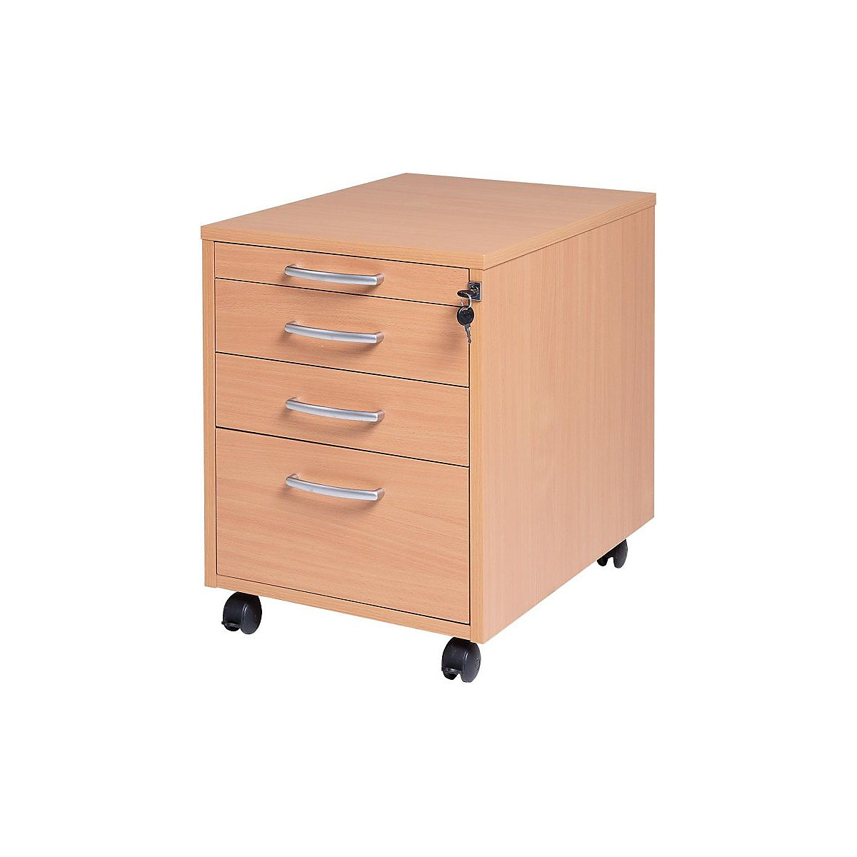 Bloco de gavetas móvel Miami, 4 gavetas, AxLxP 550 x 420 x 600 mm, faia-0