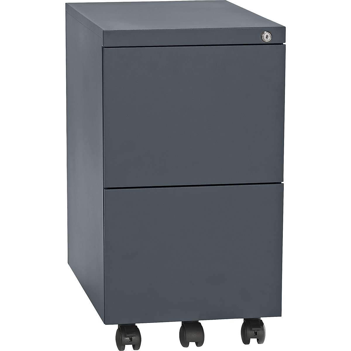 Bloco de gavetas móvel, aço – eurokraft basic, 2 arquivos suspensos, profundidade 590 mm, cinzento basalto-0