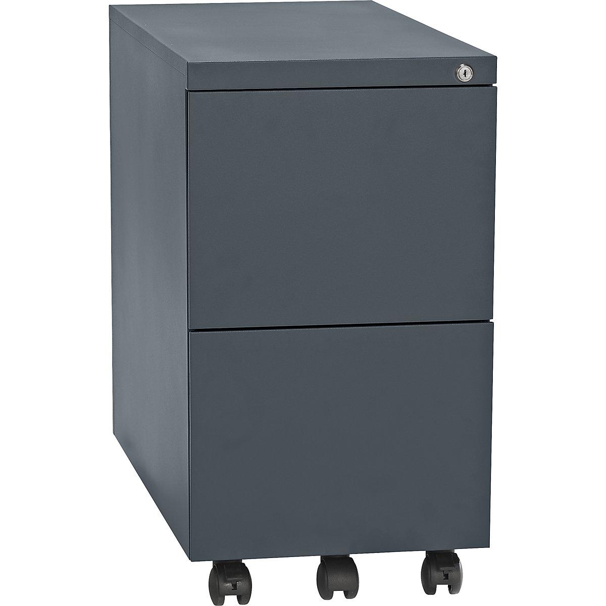 Bloco de gavetas móvel, aço – eurokraft basic, 2 arquivos suspensos, profundidade 790 mm, cinzento basalto-0