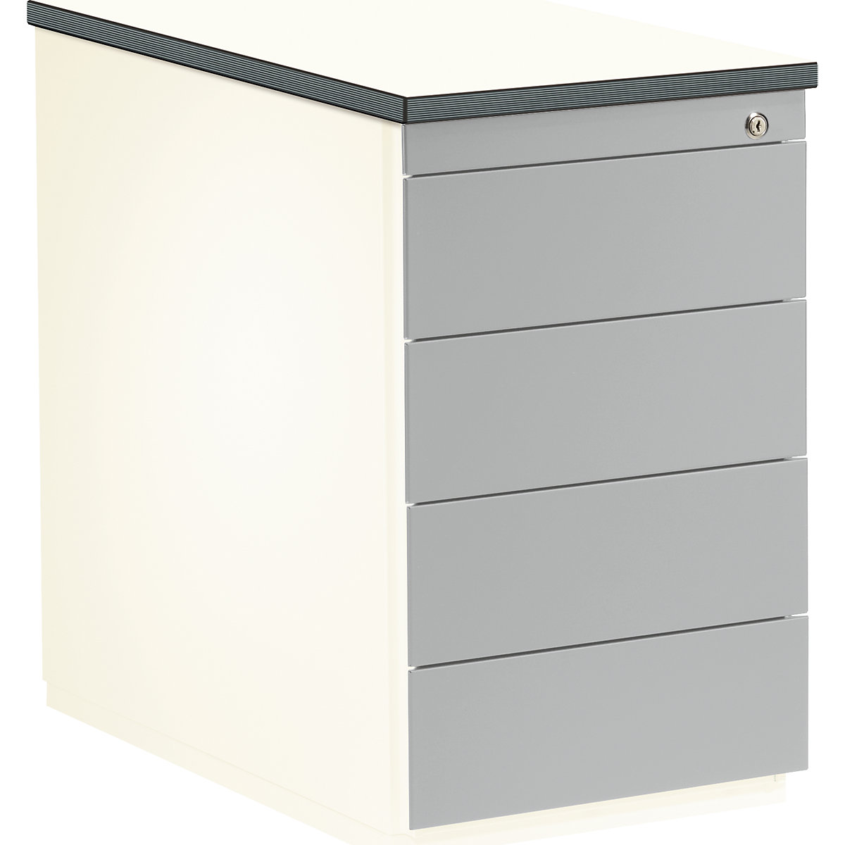 Bloco de gavetas – mauser, AxP 720 x 800 mm, 4 gavetas, branco puro/cinza alumínio/branco-0