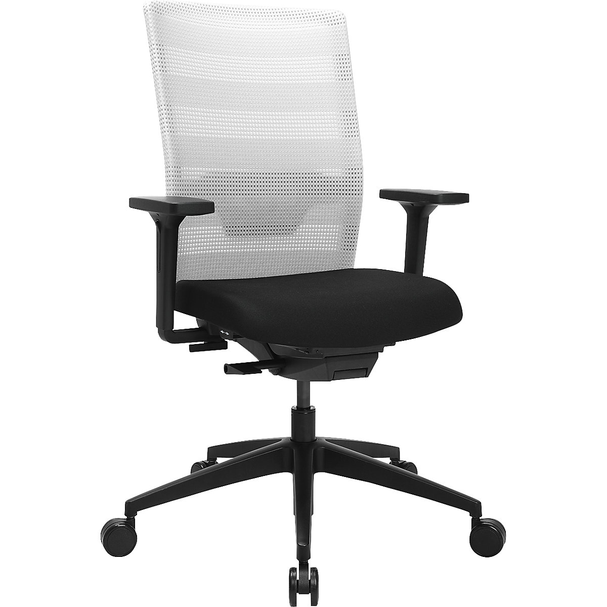 Cadeira giratória de escritório AirWork – Topstar, com apoios para braços, mecanismo síncrono, preto, branco-0