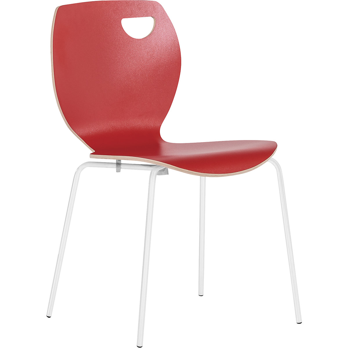 Cadeira em forma de concha Laura, empilhável, embalagem de 4 unid., vermelho/branco-0