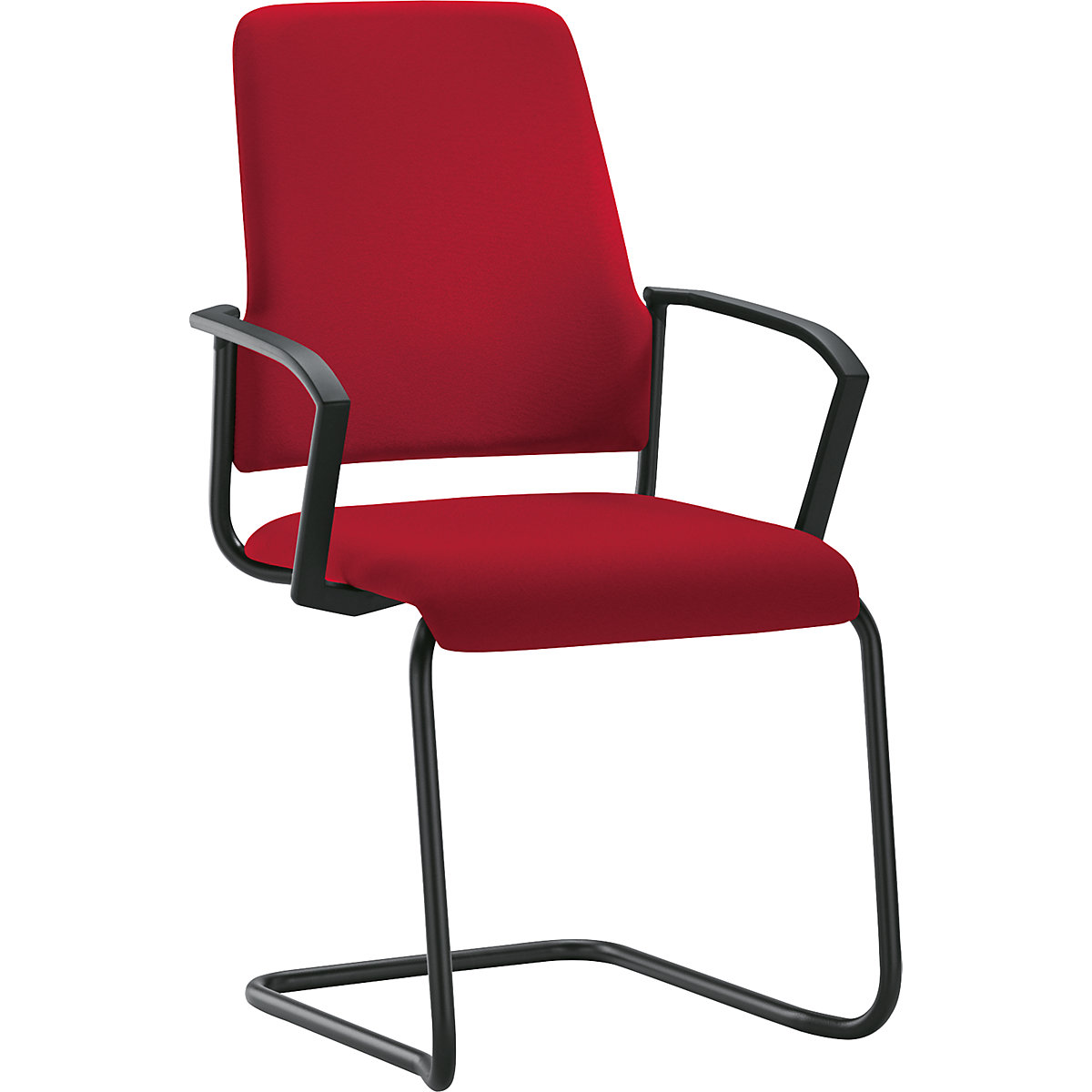 Cadeira para visitas GOAL, oscilante, embalagem de 2 unidades – interstuhl, estrutura preta, vermelho fogo-0
