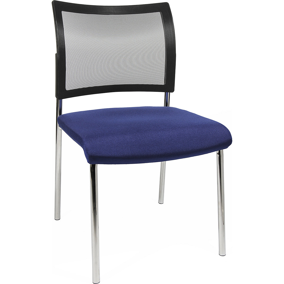 Cadeira para visitas, empilhável – Topstar, estrutura de 4 pés, encosto em rede, UE de 2 unid., azul-0
