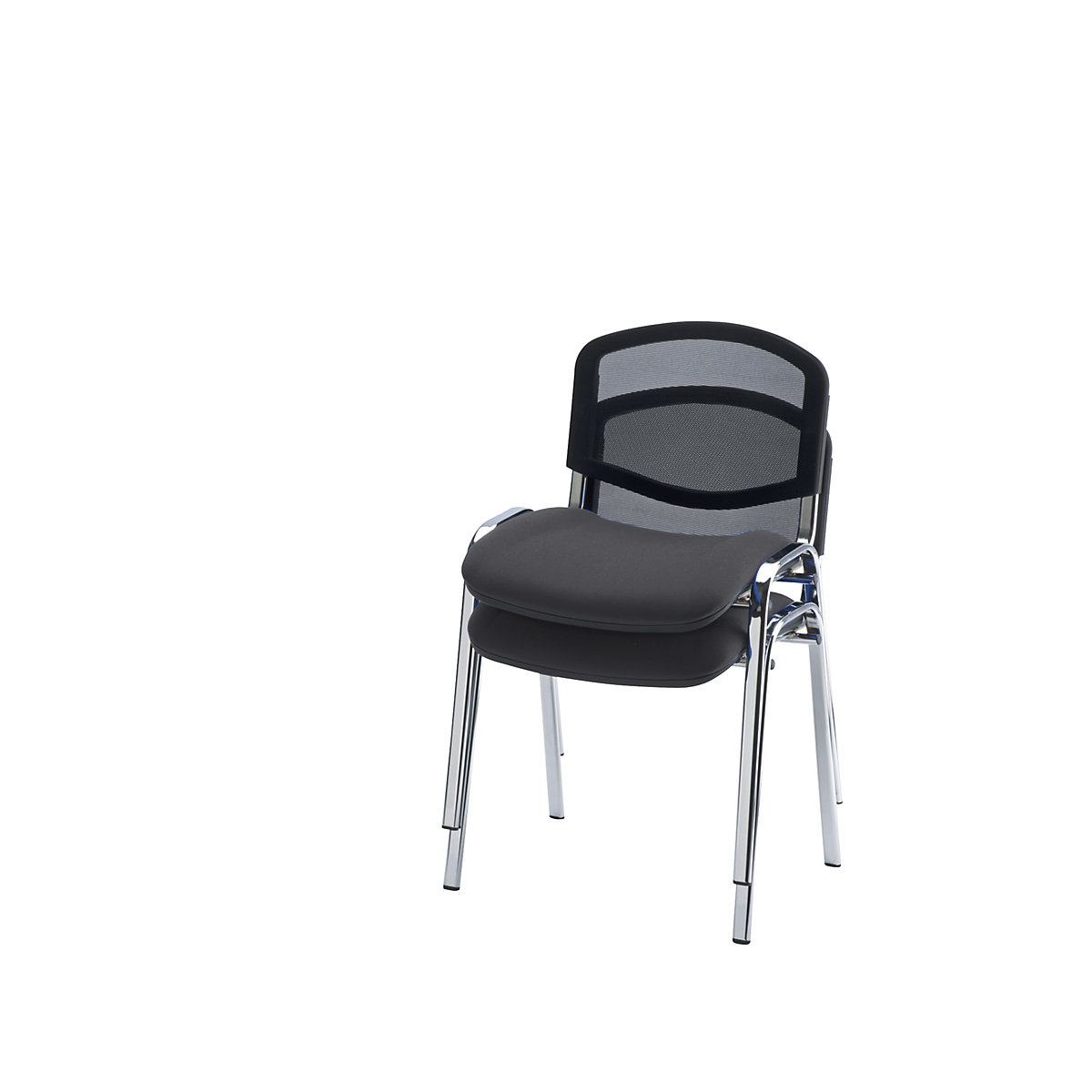 Cadeira para visitas, empilhável, encosto em rede, armação cromada, forro antracite, embalagem de 2 unid.-0