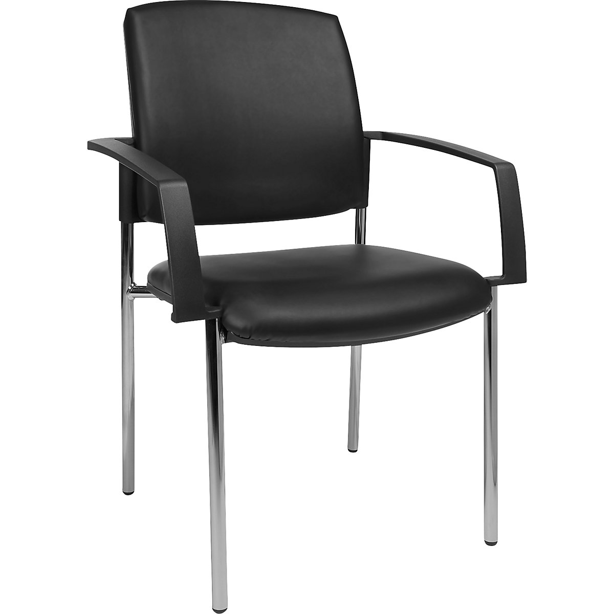 Cadeiras para visitas com apoios para braços, embalagem de 2 unid. – Topstar, forro em pele sintética, preto-0