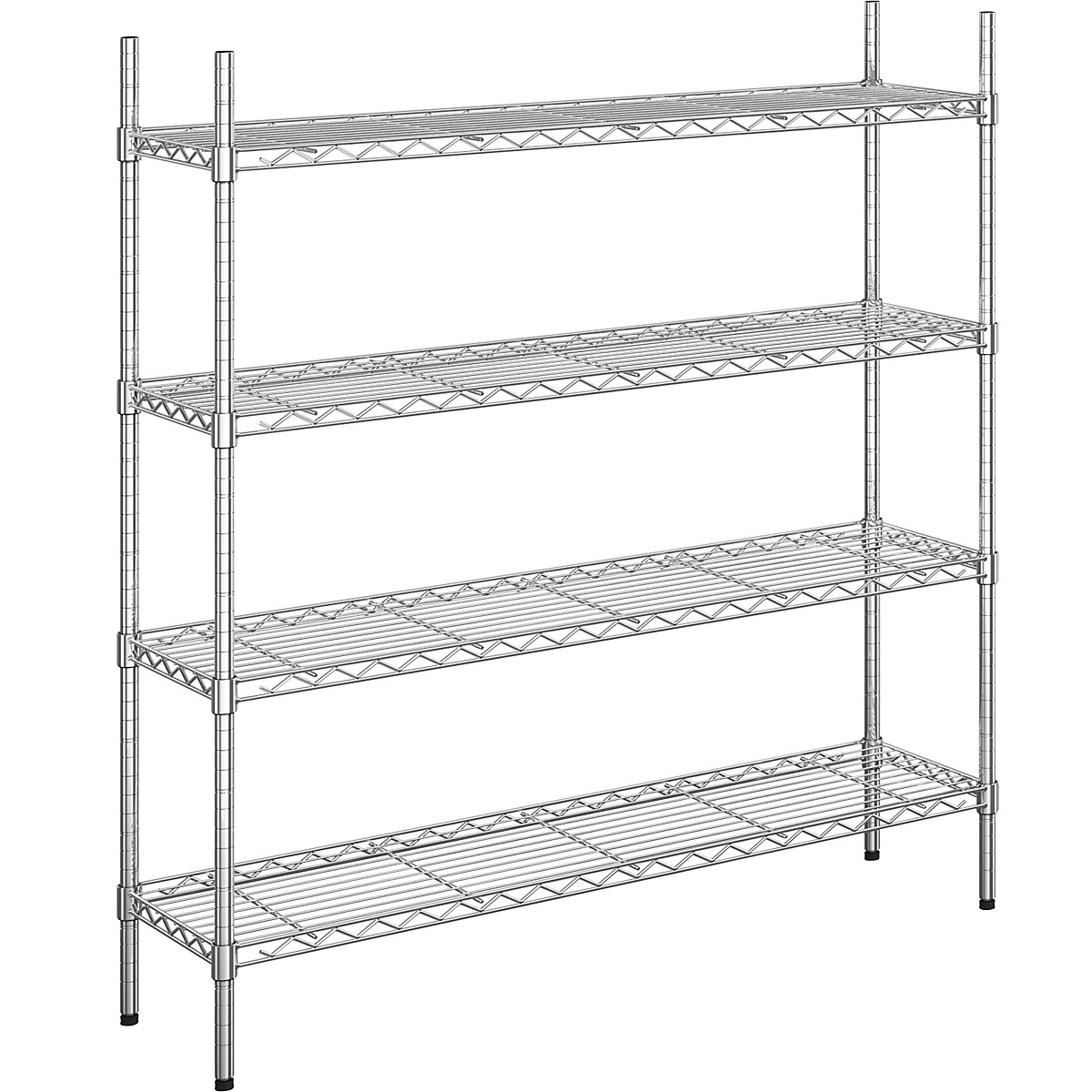 Estante gradeada em arame de aço, cromado, 4 prateleiras, AxLxP 1370 x 1220 x 360 mm-0