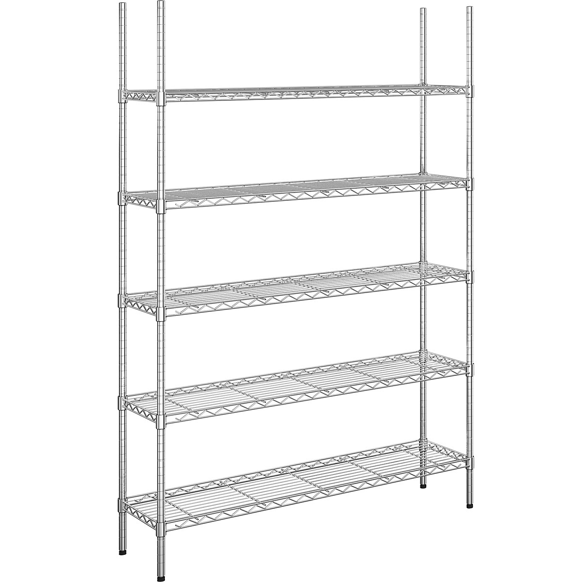 Estante gradeada em arame de aço, cromado, 5 prateleiras, AxLxP 1880 x 1220 x 360 mm-0