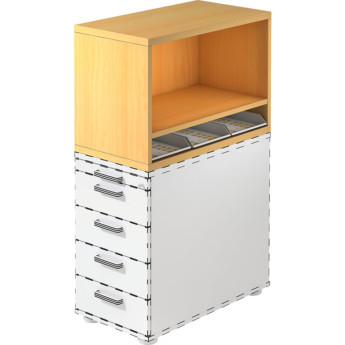 Suporte de contentor RENATUS, AxLxP 530 x 428 x 800 mm, imitação de faia-0