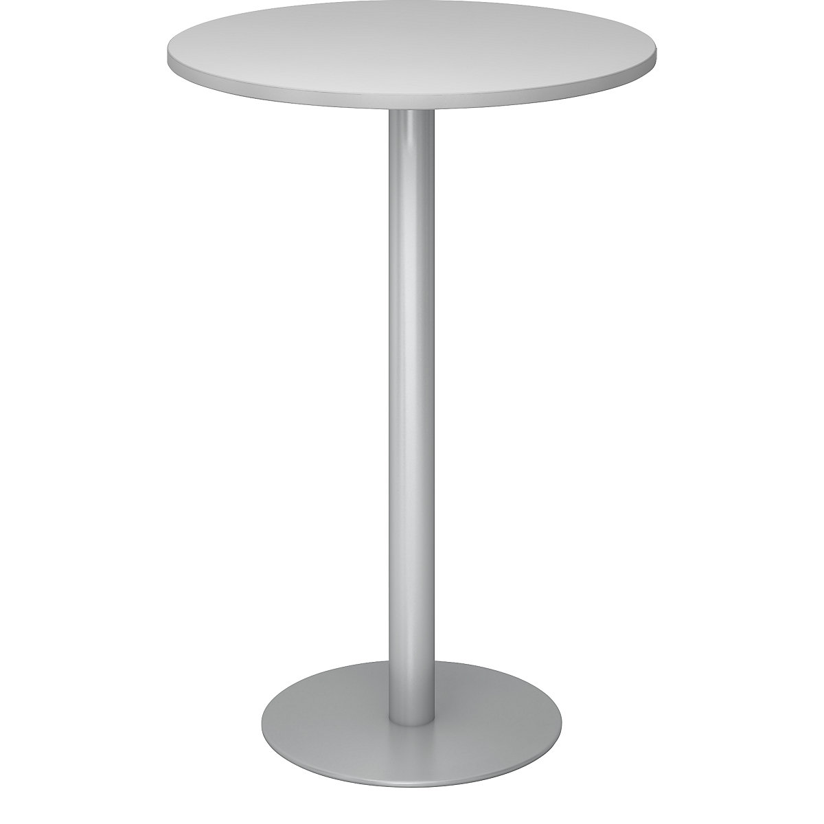 Mesa alta, Ø 800 mm, 1116 mm de altura, estrutura prateada, tampo de trabalho cinzento claro-0