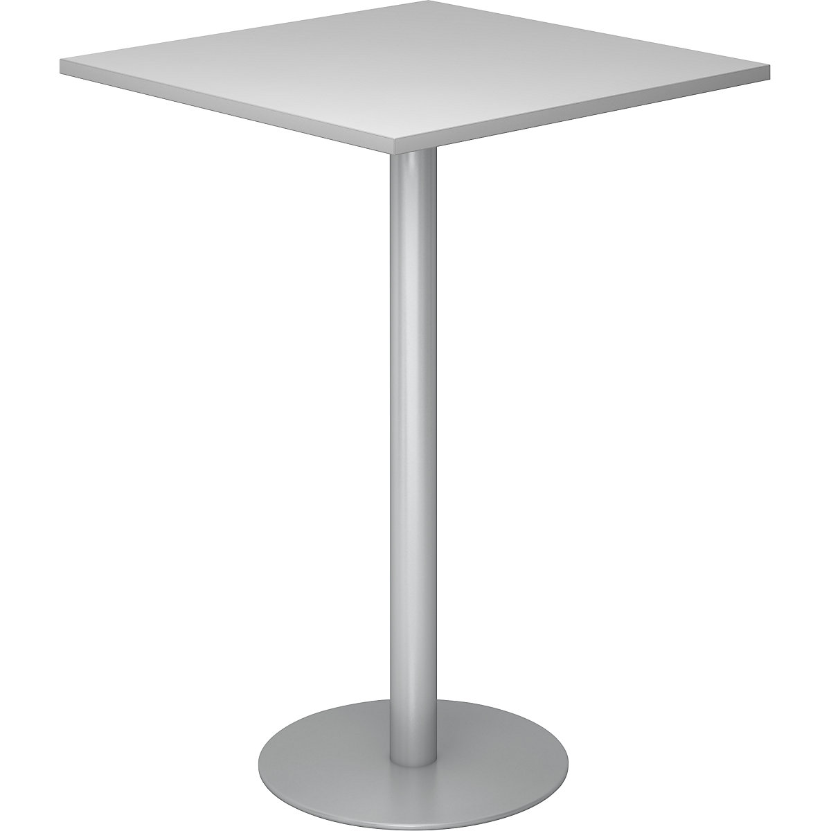 Mesa alta, CxL 800 x 800 mm, 1116 mm de altura, estrutura prateada, tampo de trabalho cinzento claro-0