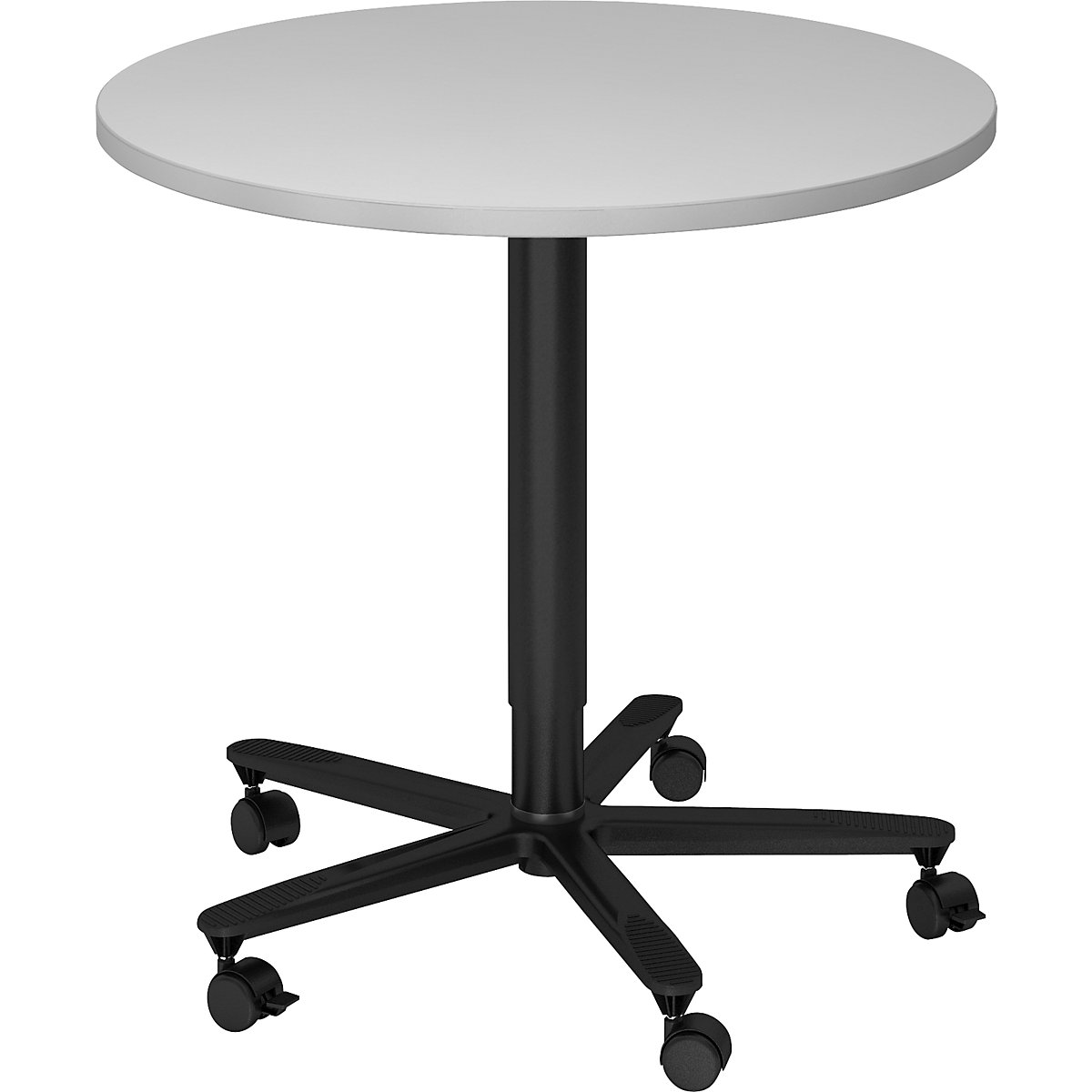 Mesa de cafetaria, ajustável em altura – eurokraft pro, estrutura preta, cinzento claro-0