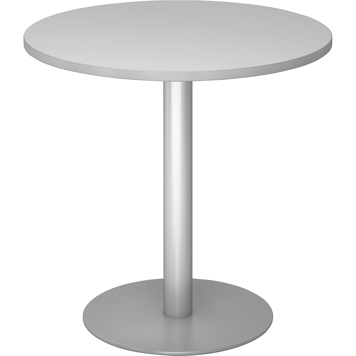 Mesa de reunião, Ø 800 mm, 755 mm de altura, estrutura prateada, tampo de trabalho cinzento claro-0