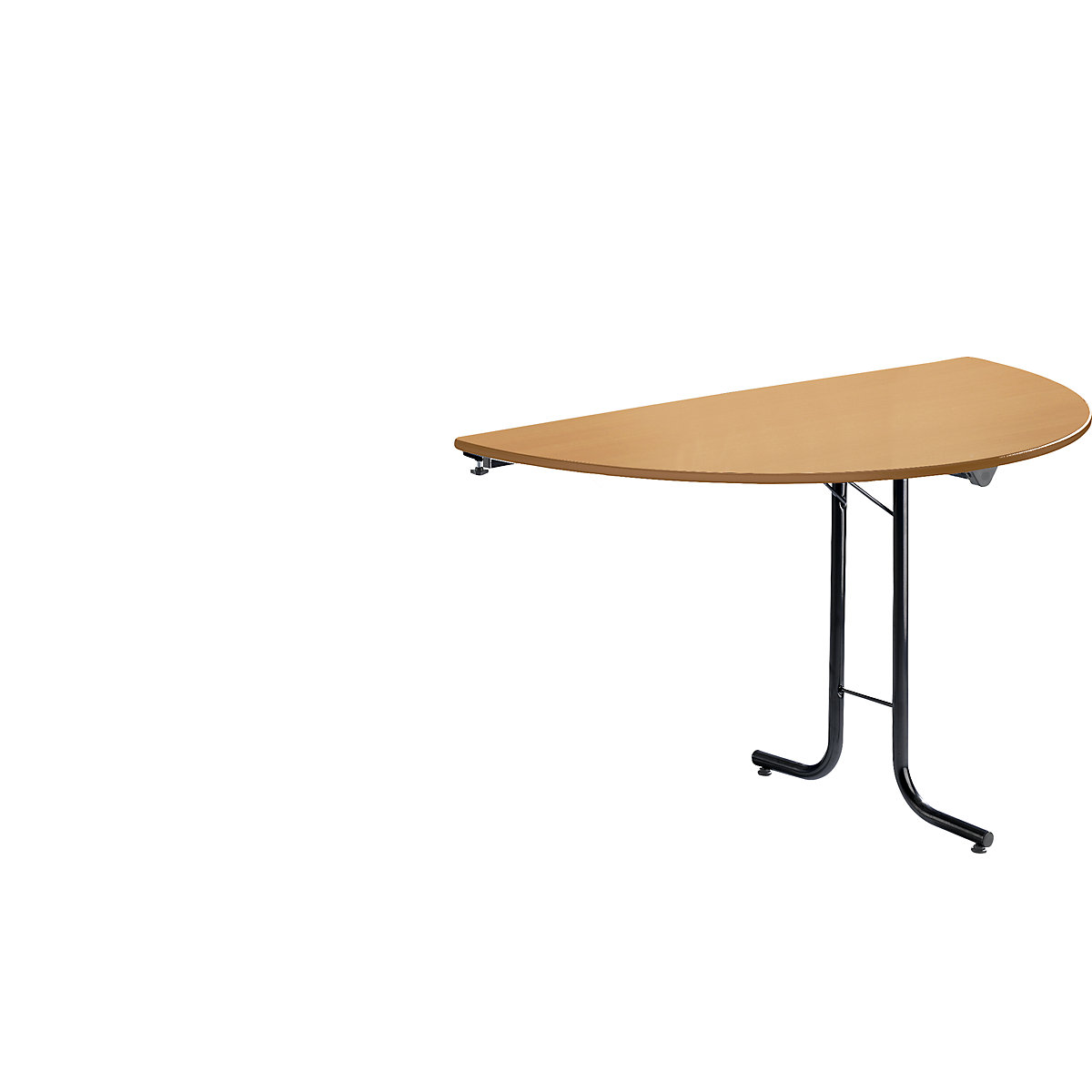 Mesa de ampliação para mesa rebatível, forma do tampo semicírculo, 1400 x 700 mm, armação preta, tampo imitação de faia-0