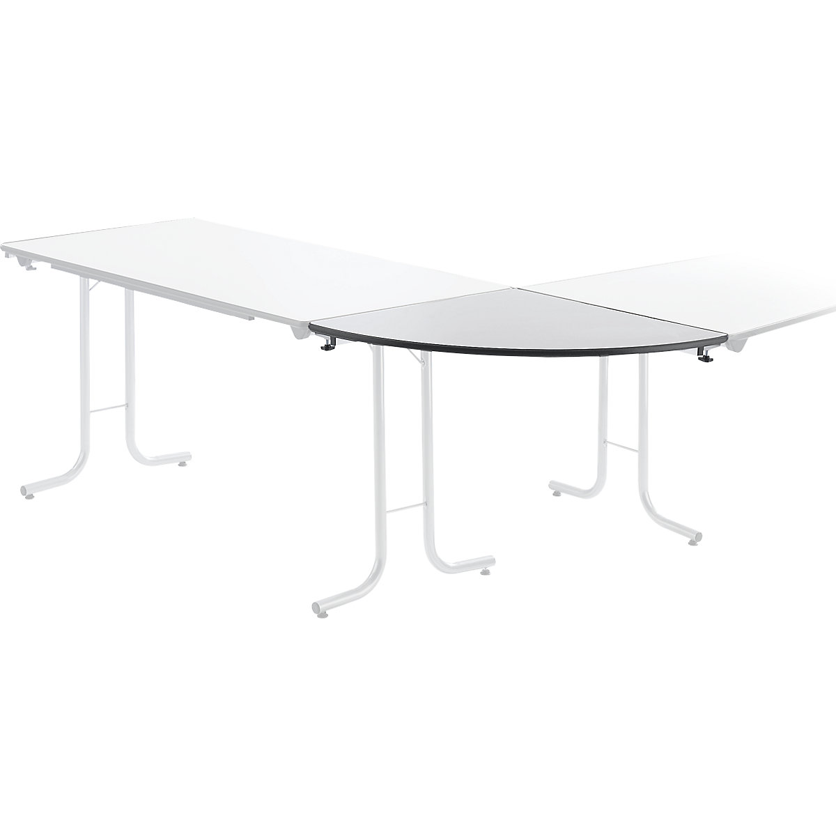 Mesa de ampliação para mesa rebatível, forma do tampo quadrante, 700 x 700 mm, armação prateada, tampo cinzento claro-0