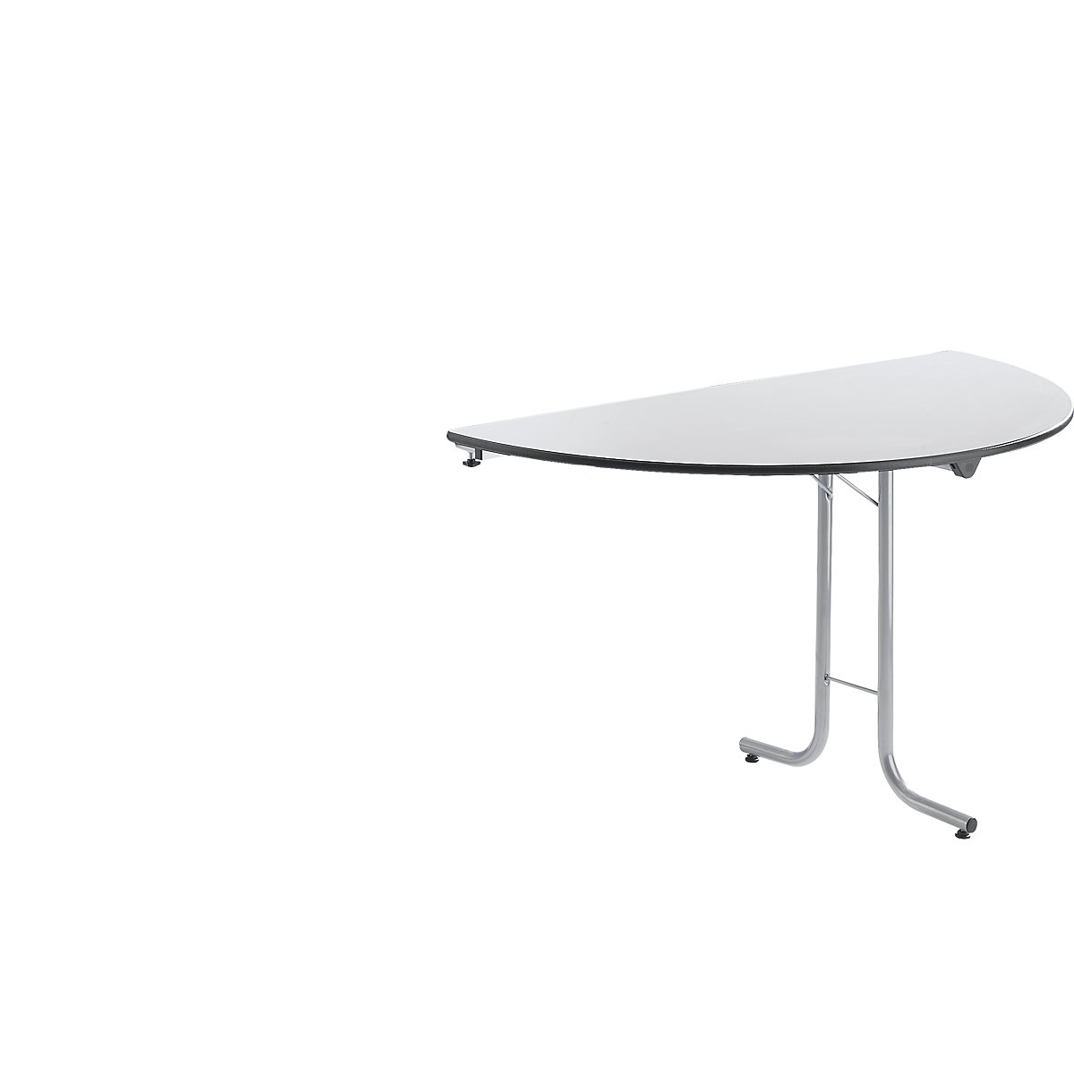 Mesa de ampliação para mesa rebatível, forma do tampo semicírculo, 1400 x 700 mm, armação prateada, tampo cinzento claro-0