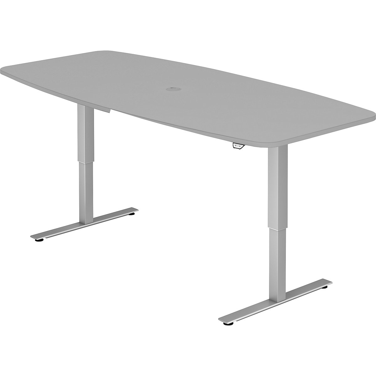 Mesa de conferência, LxP 2200 x 1030 mm, ajustável eletricamente em altura 720 – 1190 mm, cinzento claro-0