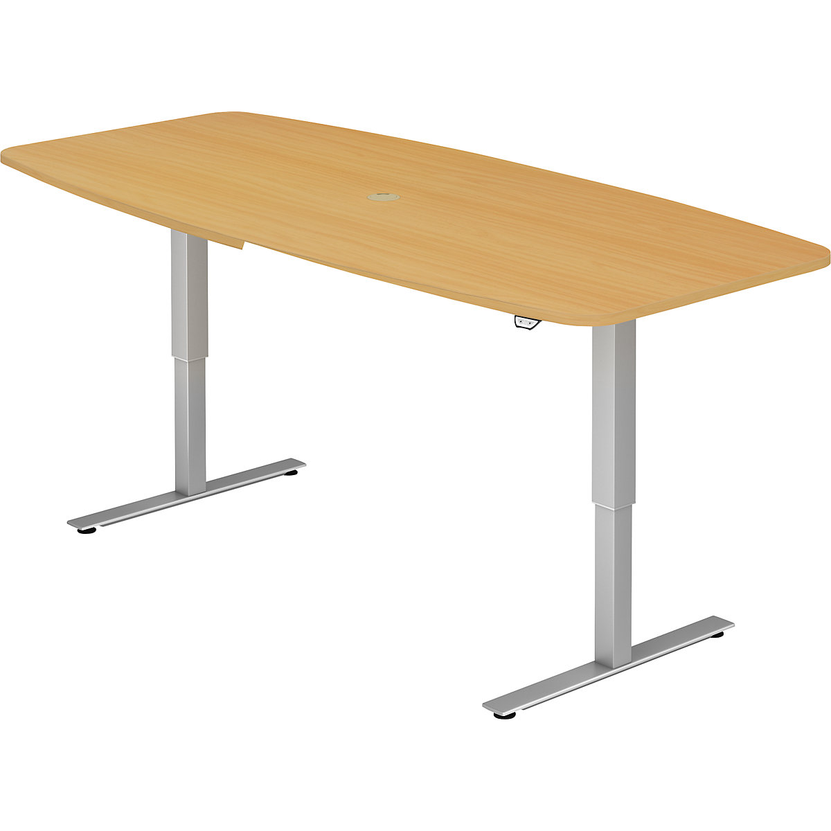 Mesa de conferência, LxP 2200 x 1030 mm, ajustável eletricamente em altura 720 – 1190 mm, imitação de faia-0