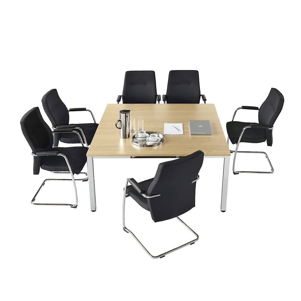 Mesa de reunião, quadrada, AxLxP 720 x 1400 x 1400 mm, imitação de ácer-0