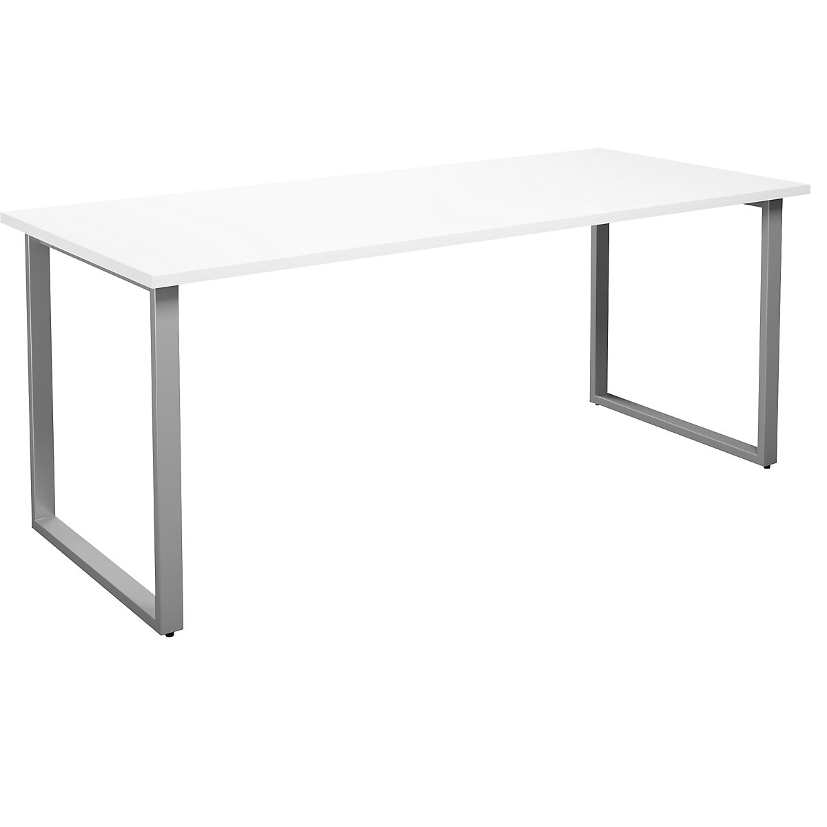 Mesa multiusos DUO-O, tampo reto, profundidade 800 mm, largura 1800 mm, branco/prateado-0