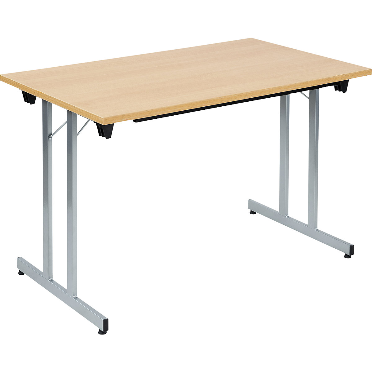 Mesa rebatível F25, LxP 1200 x 700 mm, tampo em imitação de faia, armação em cinza alumínio-0