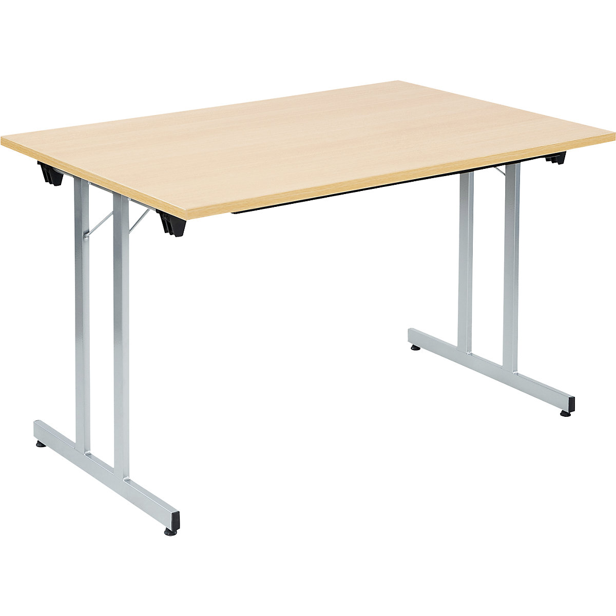 Mesa rebatível F25, LxP 1200 x 800 mm, tampo em imitação de faia, armação em cinza alumínio-0