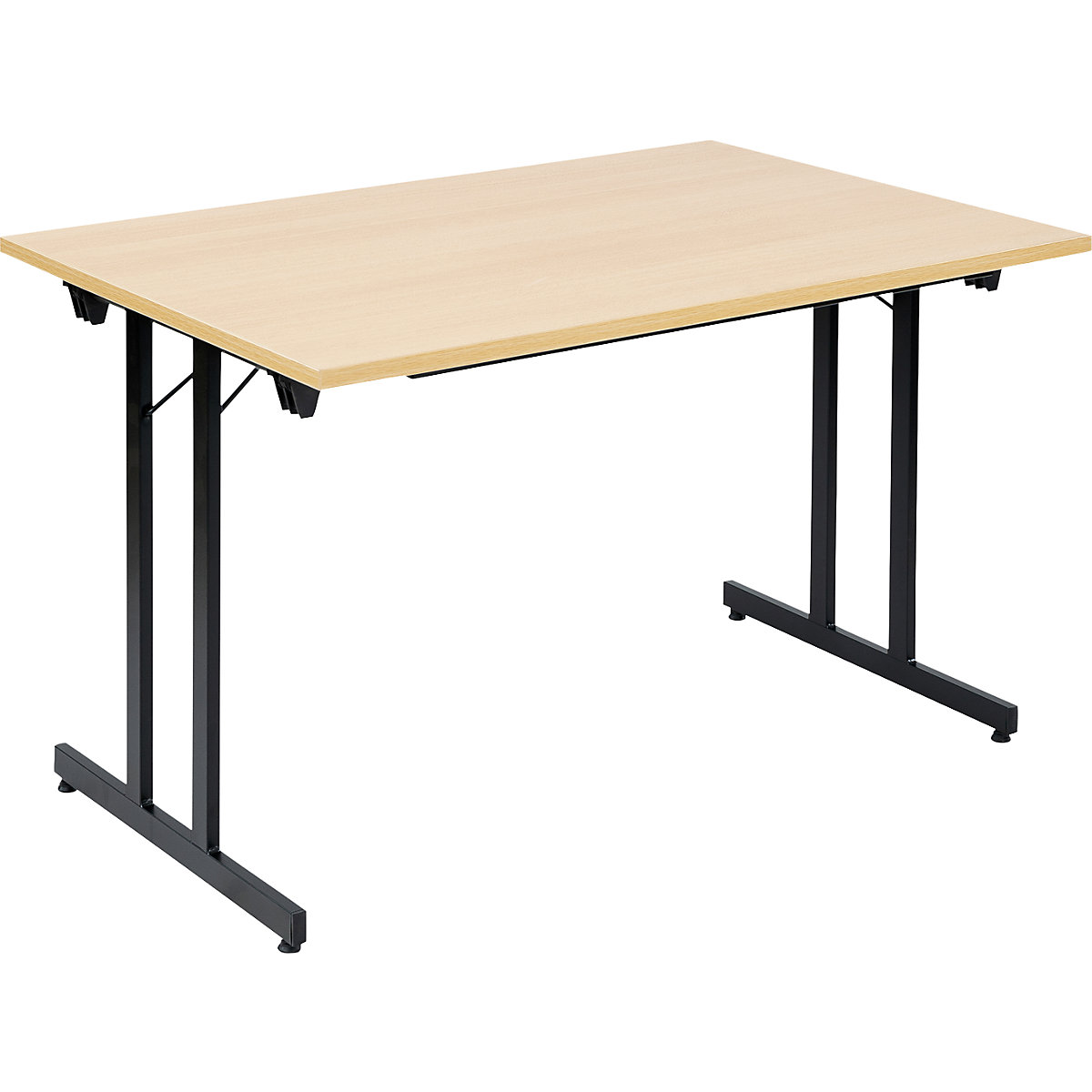 Mesa rebatível F25, LxP 1200 x 800 mm, tampo em imitação de faia, armação em preto-0