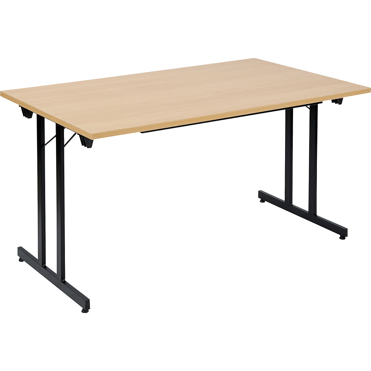 Mesa rebatível F25, LxP 1400 x 800 mm, tampo em imitação de faia, armação em preto-0