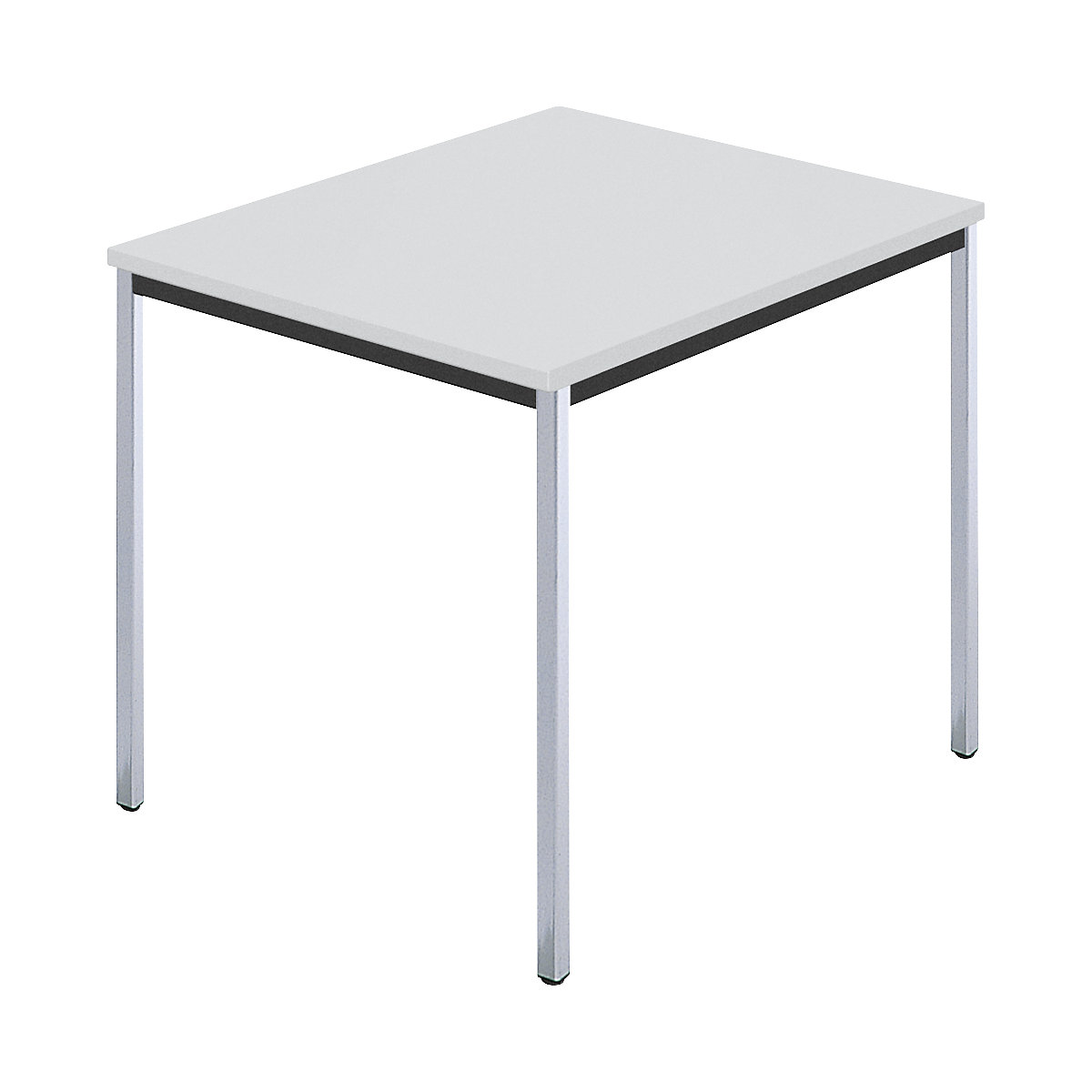 Mesa retangular, tubo quadrado cromado, LxP 800 x 800 mm, cinzento-0