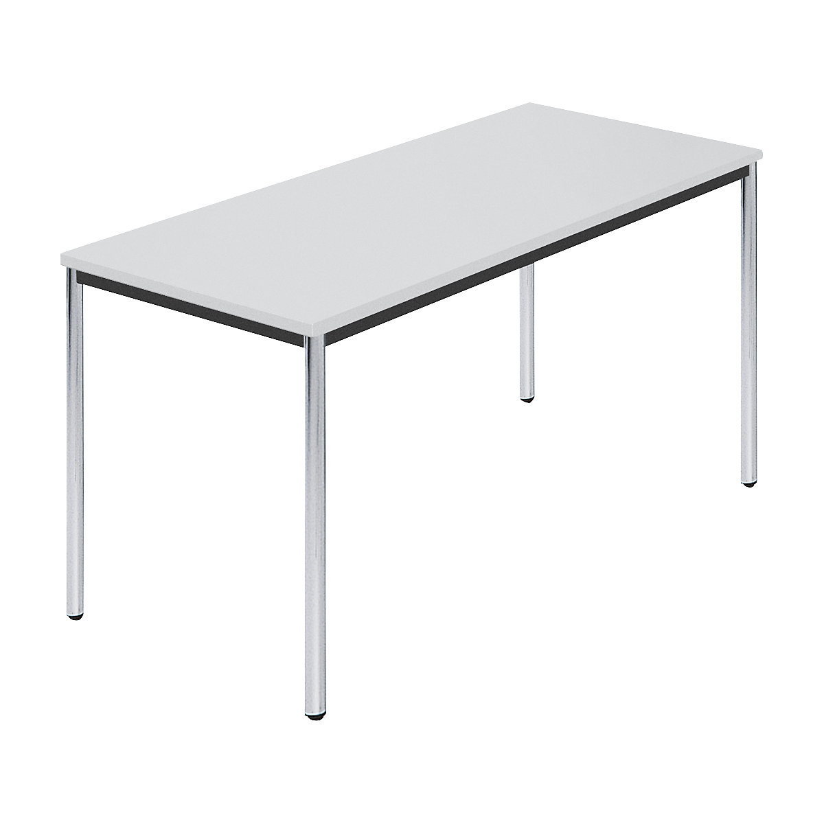 Mesa retangular, tubo redondo cromado, LxP 1400 x 700 mm, cinzento-0