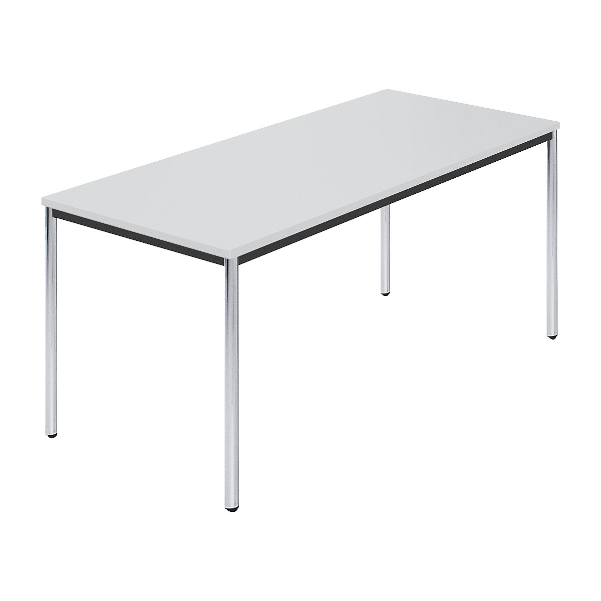 Mesa retangular, tubo redondo cromado, LxP 1600 x 800 mm, cinzento-0