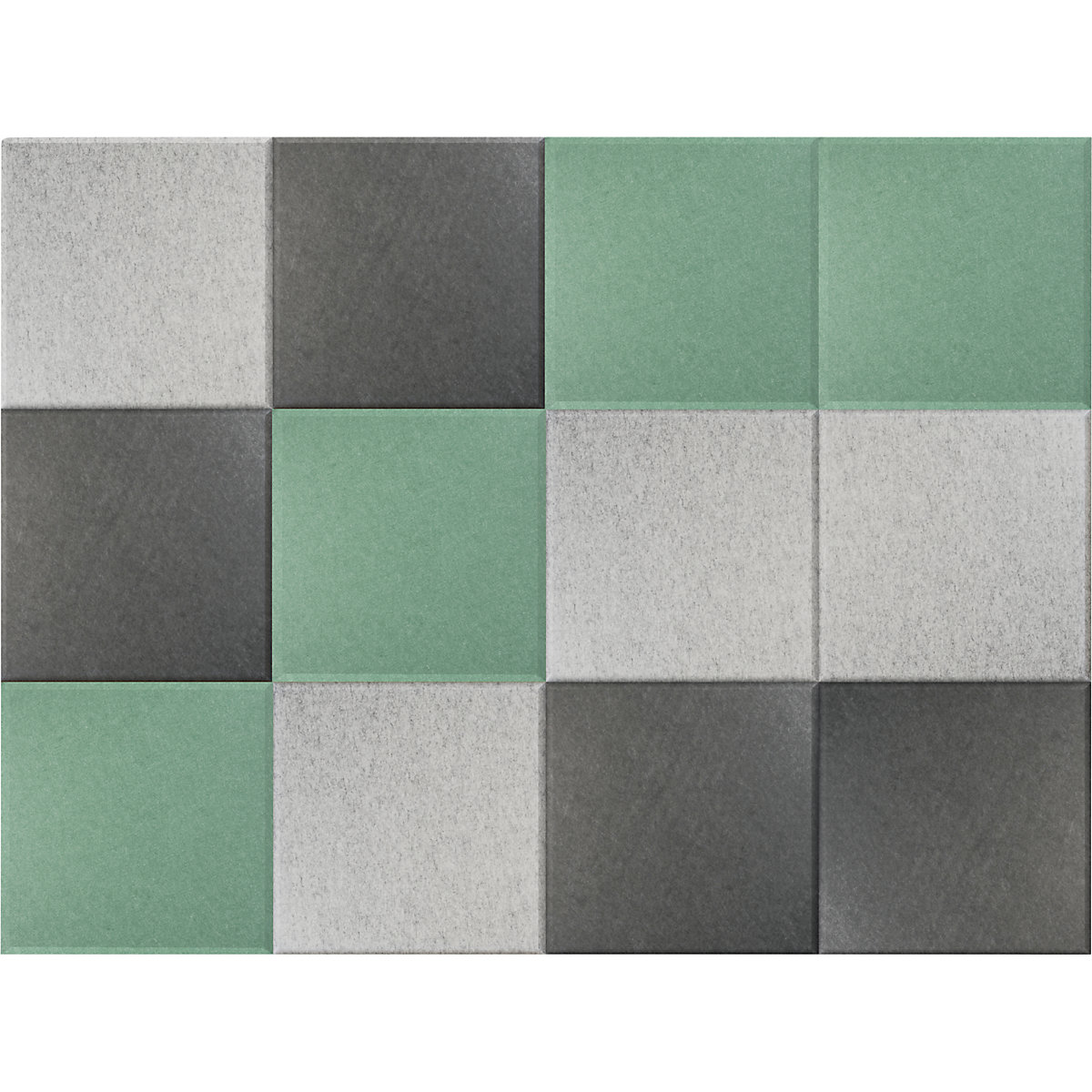 Azulejo acústico de parede – eurokraft basic, AxL 300 x 300 mm, 4 unid. de cada cor em petróleo, cinzento claro, cinzento escuro, embalagem de 12 unid.-0