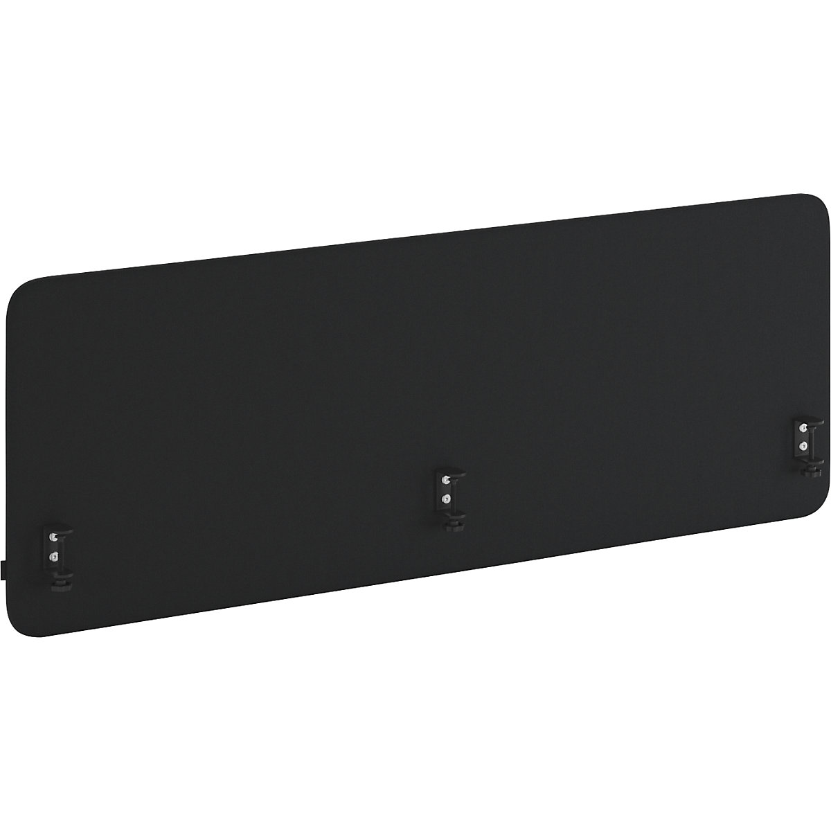 Divisória acústica de mesa standard com cantos arredondados, altura 650 mm, têxtil, largura 1800 mm, preto-0