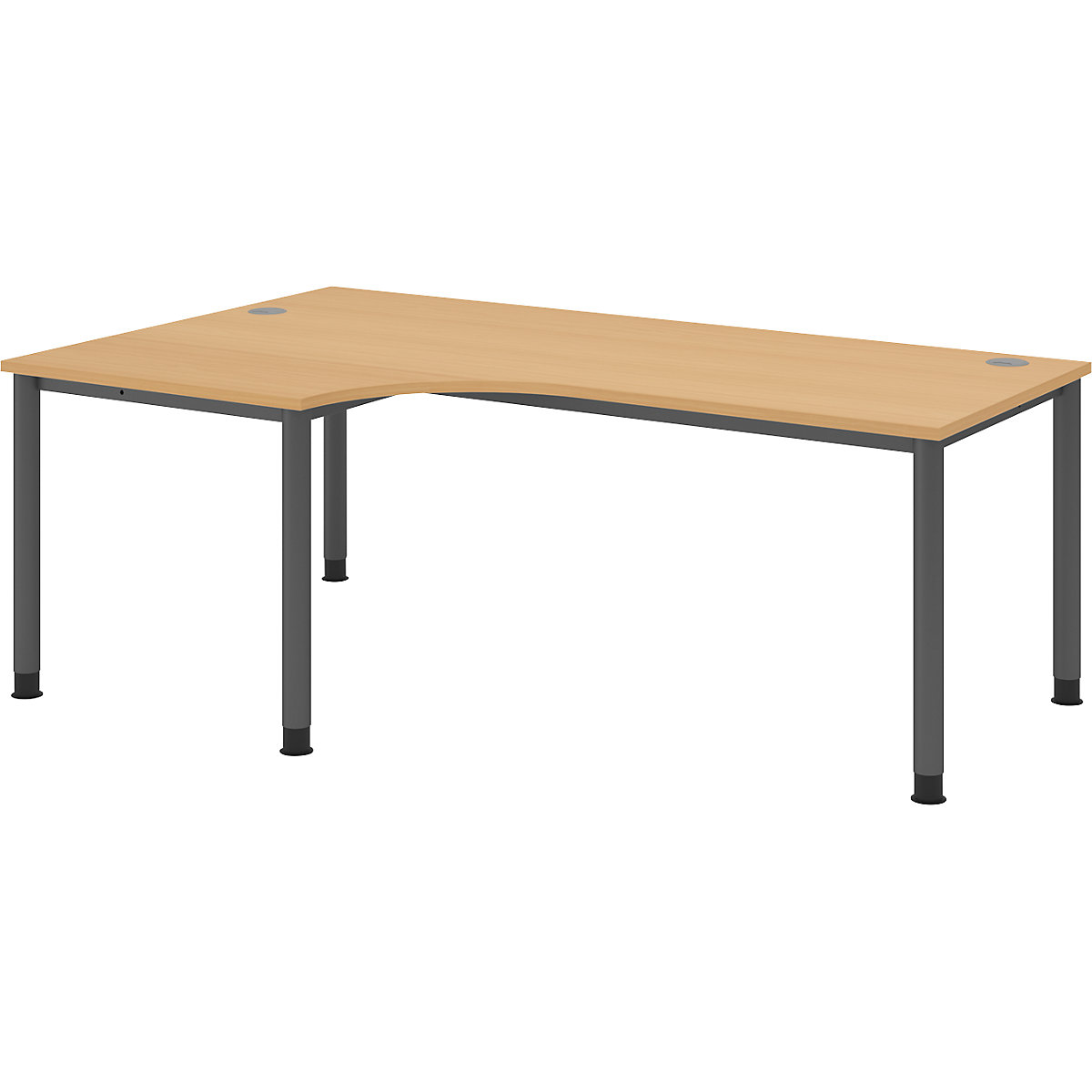 Mesa de formato livre, AxLxP 760 x 2000 x 1200 mm, grafite / imitação de faia-0