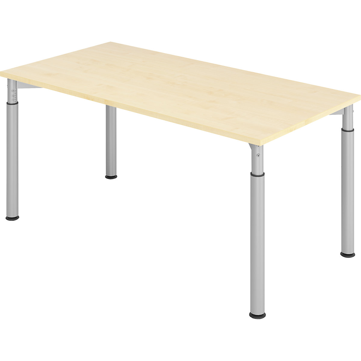 Secretária com estrutura de 4 pés VERA-ZWO, regulável em altura, profundidade 800 mm, largura 1600 mm, imitação de ácer/cinza alumínio-0