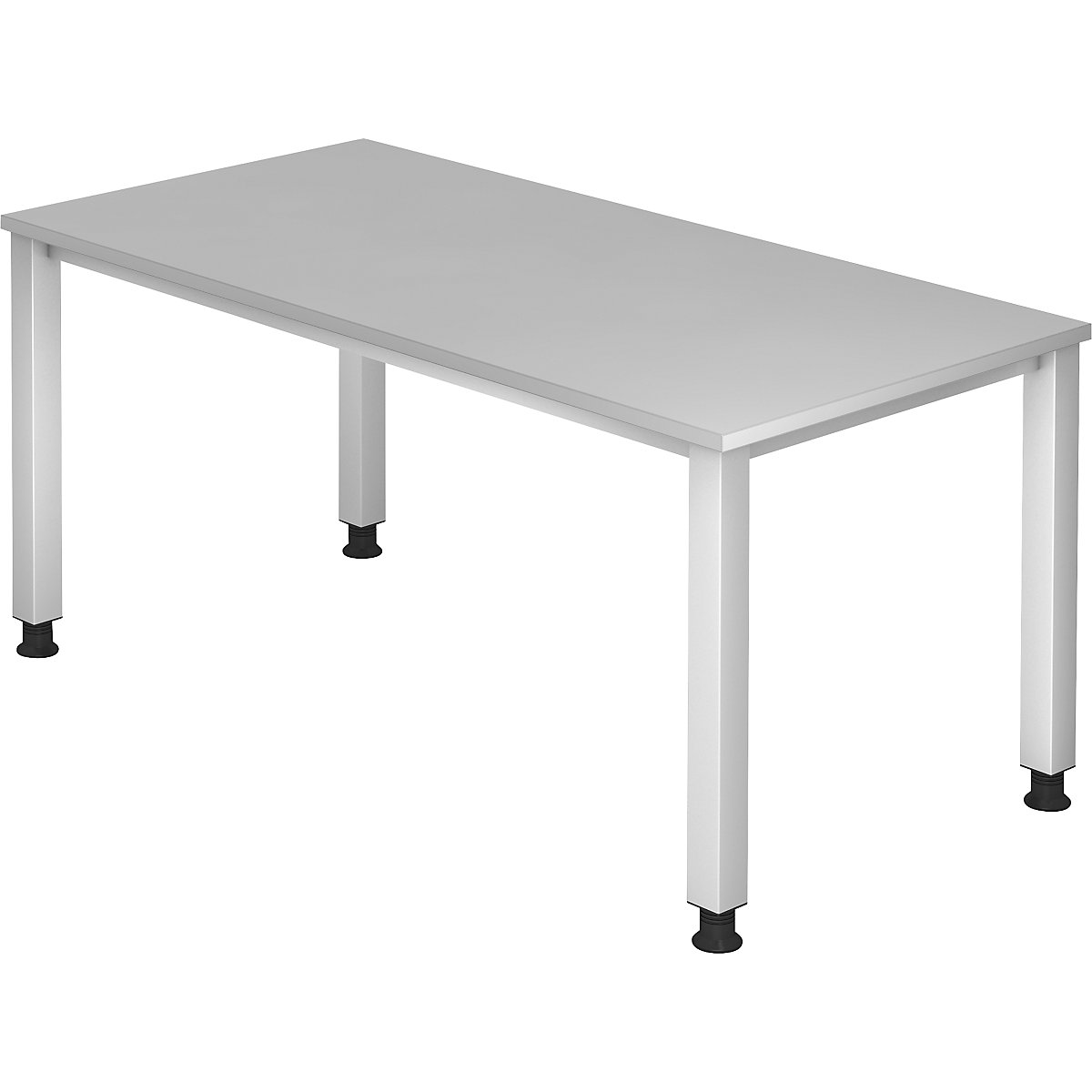 Secretária – eurokraft pro, estrutura de 4 pés, largura 1600 mm, cinza alumínio/cinzento claro-0