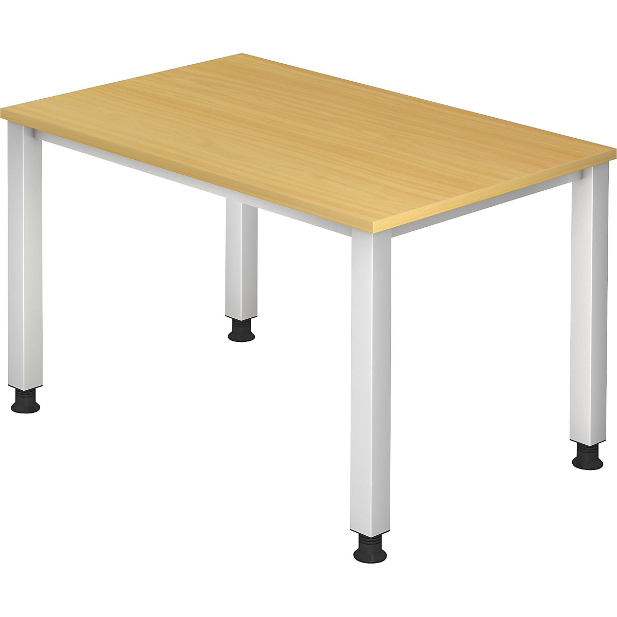 Secretária – eurokraft pro, estrutura de 4 pés, largura 1200 mm, cinza alumínio/imitação de faia-0