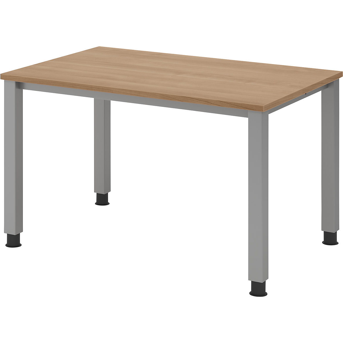 Secretária – eurokraft pro, estrutura de 4 pés, largura 1200 mm, cinza alumínio/nogueira-0