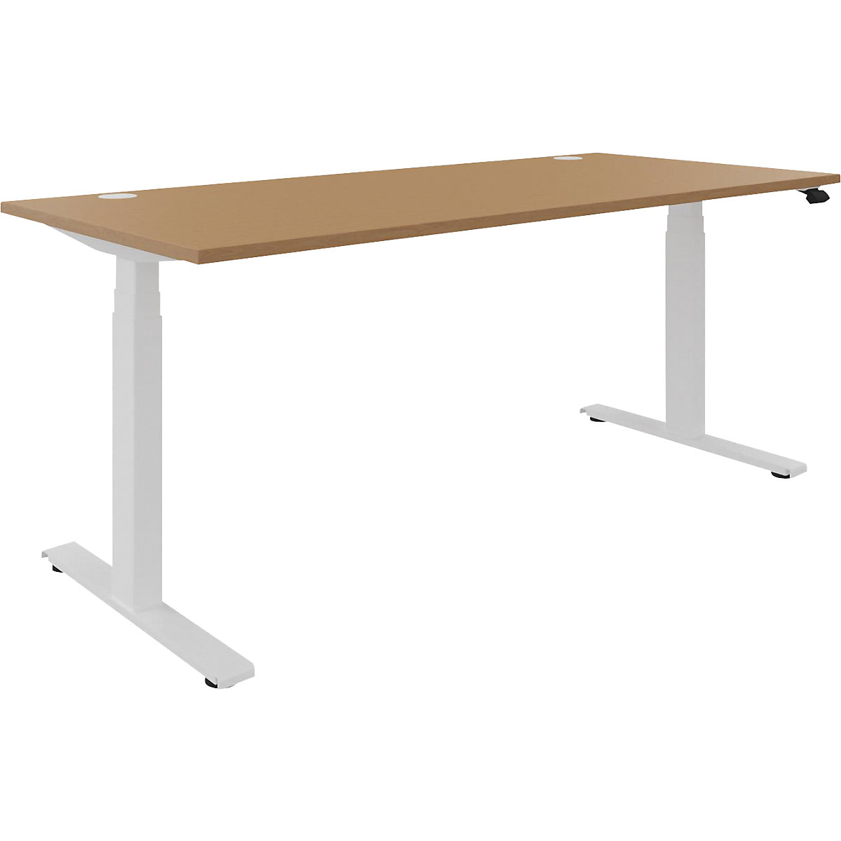 Secretária BOTTOM-UP, regulação elétrica da altura, reta, LxP 1800 x 800 mm, faia/branco-0