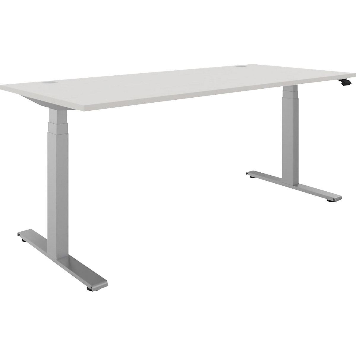 Secretária BOTTOM-UP, regulação elétrica da altura, reta, LxP 1800 x 800 mm, branco/prateado-0