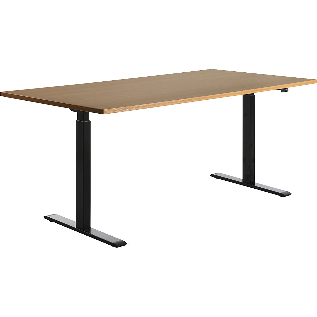 Secretária, regulável eletricamente em altura – Topstar, reta, LxP 1800 x 800 mm, faia/preto-0
