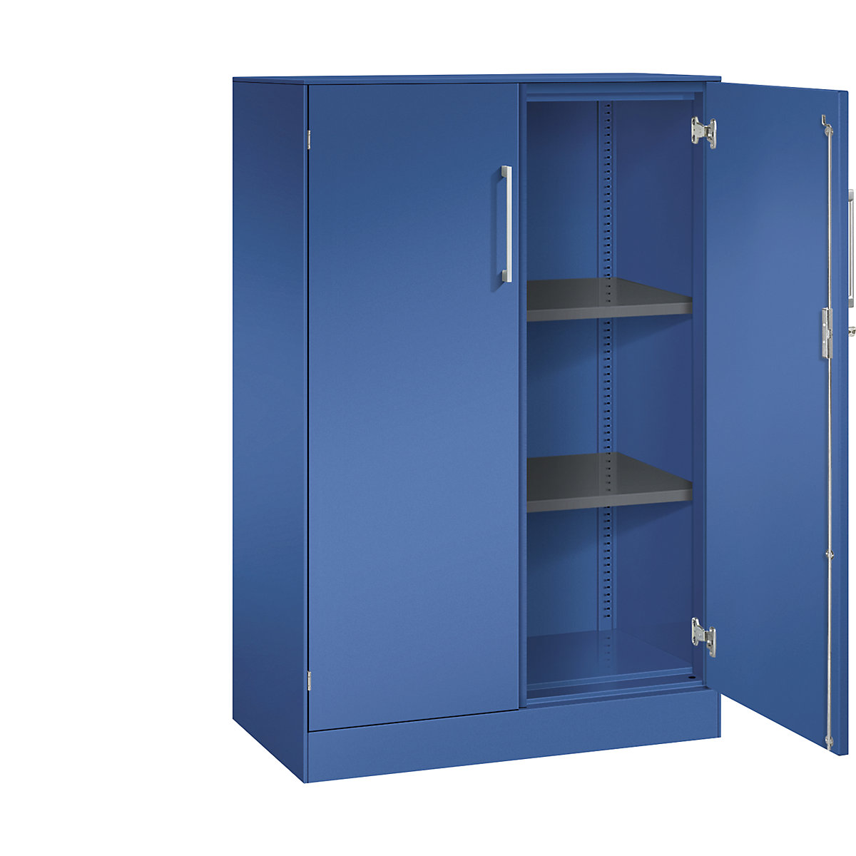 Armário de portas de batente ASISTO, altura 1292 mm – C+P, largura 800 mm, 2 prateleiras, azul genciana/azul genciana-0