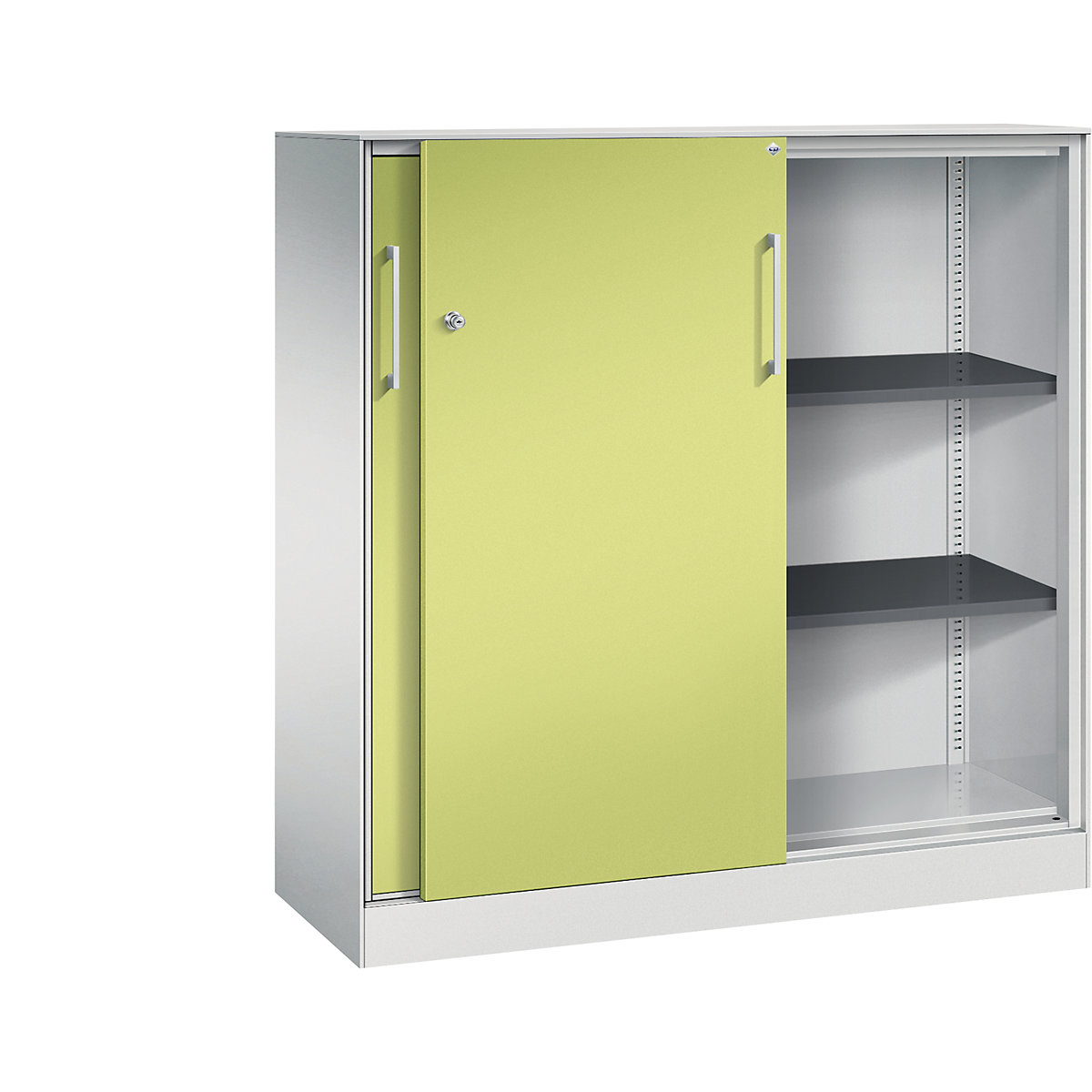 Armário de portas de correr ASISTO, altura 1292 mm – C+P, largura 1200 mm, cinzento claro/verde viridian-0